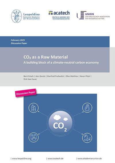 The picture shows the cover of the publication with the title CO₂ as a Raw Material. A building block of a climate-neutral carbon economy